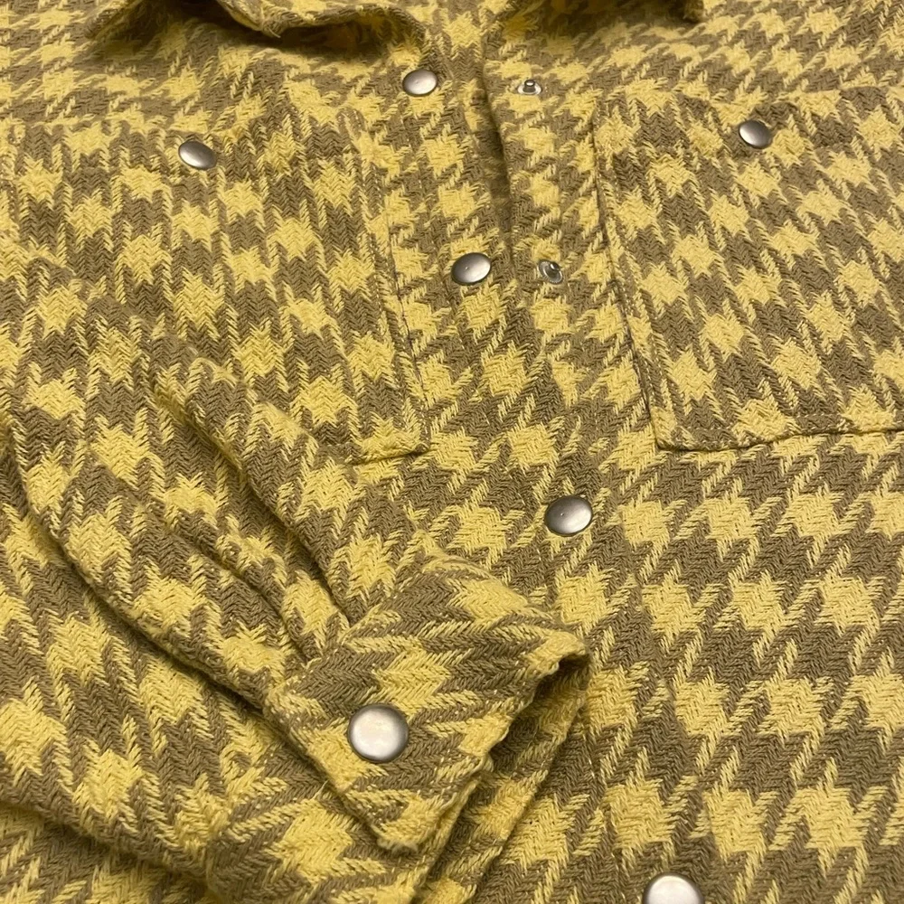 Zara Girls Houndstooth Shacket Yellow Oversized Jacket Size 13-14